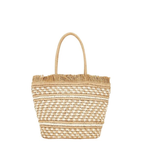 Nikki Beach Karolina Tote in White & Natural One Size New Womens Straw Handbag - Picture 2 of 11